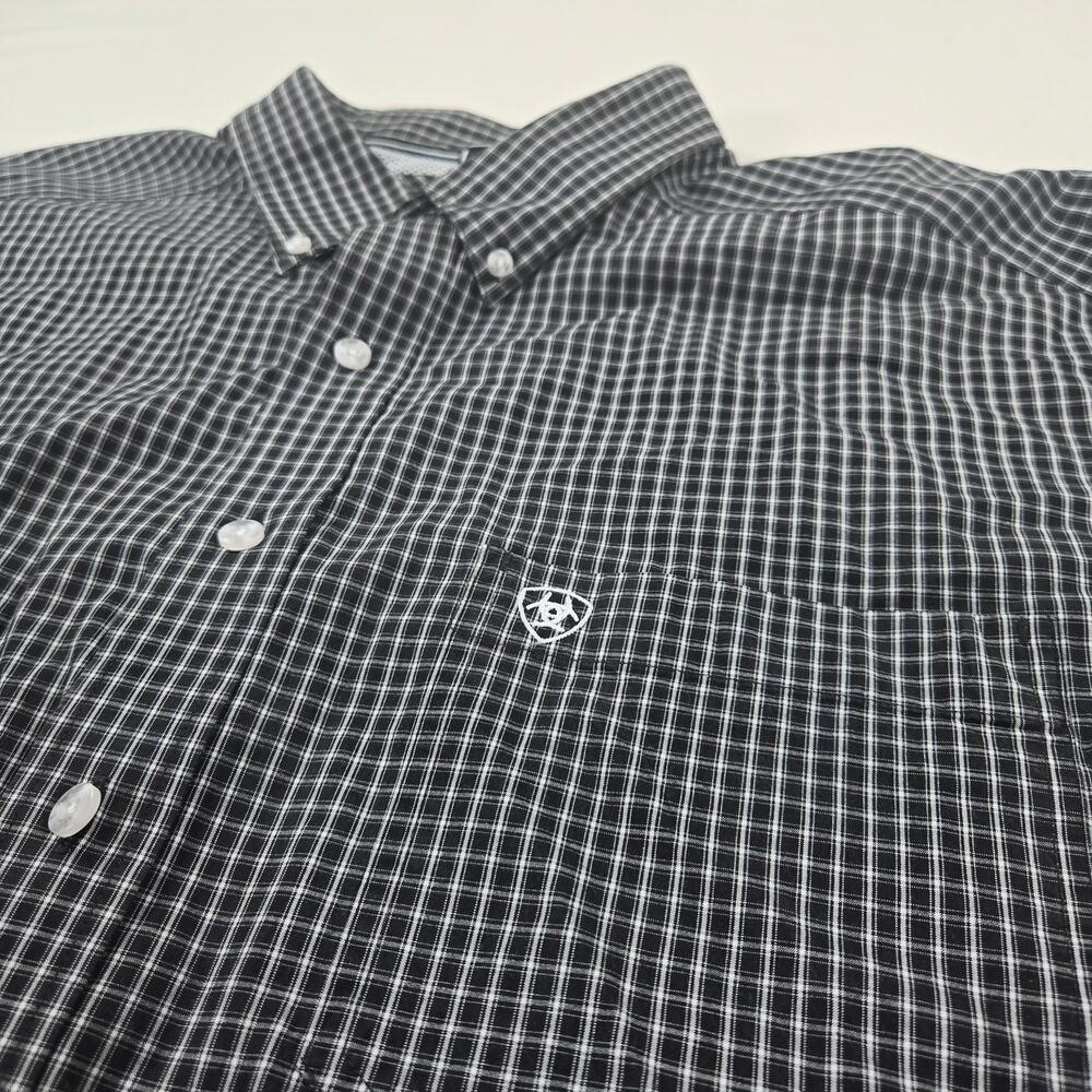 Ariat Pro Series Black Plaid Long Sleeve Western Button Down Shirt Men Size XXL‎